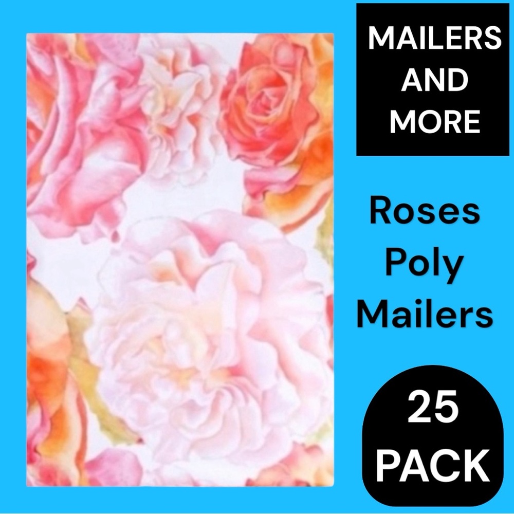 ❗️ONLY 1 Left ❗️25 10X13 Watercolor Roses Poly Mailers - Picture 2 of 10